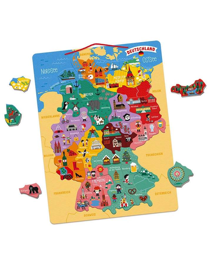 Magnet-Landkarte DEUTSCHLAND 79-teilig in bunt