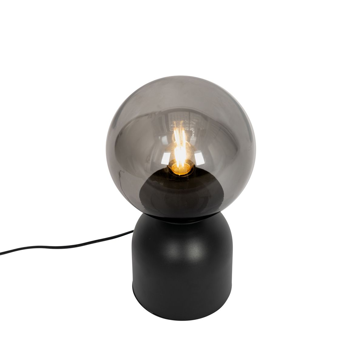 Hotel chique tafellamp zwart met smoke glas - Pallon Trend