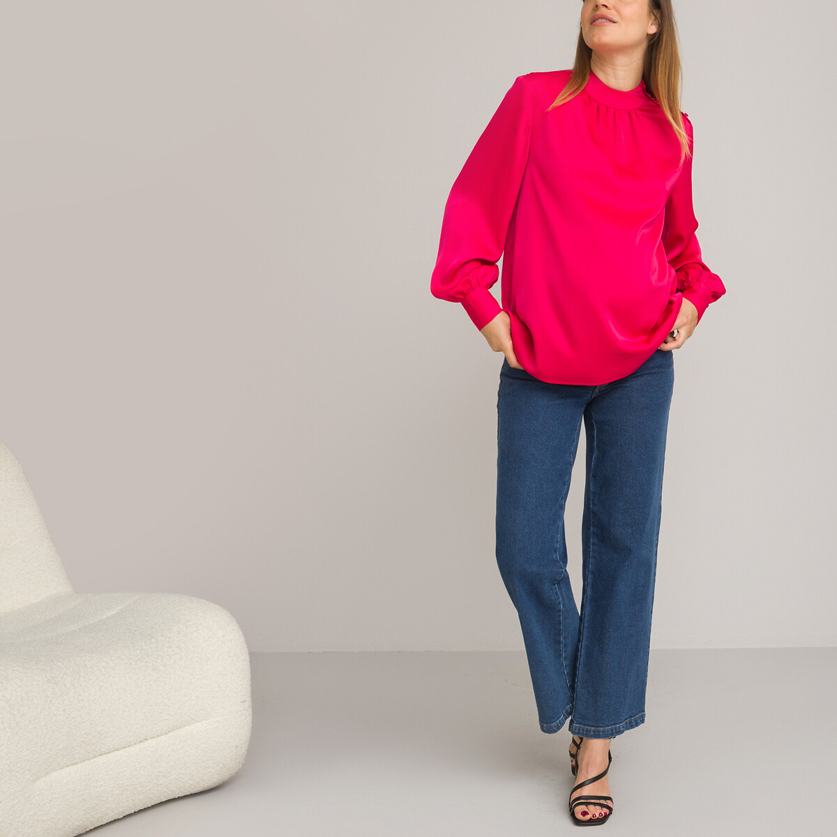 COLEÇÃO LA REDOUTE<br>Blusa de maternidade com gola alta e mangas compridas