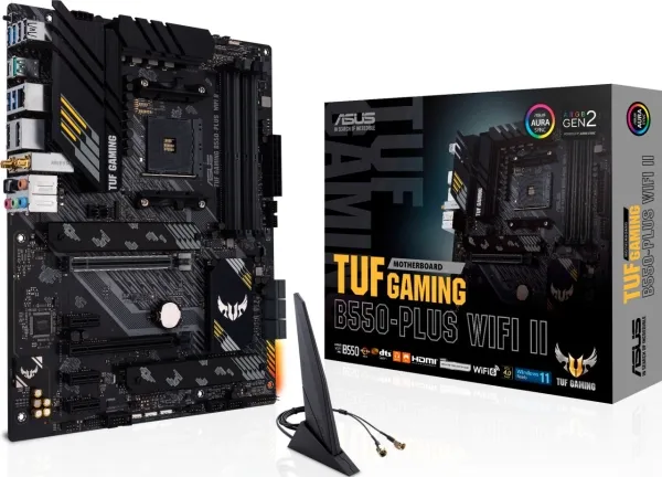ASUS TUF GAMING B550-PLUS WIFI II - Bundkort - ATX - Socket AM4 - AMD B550 Chipset - USB-C Gen2, USB 3.2 Gen 1, USB 3.2 Gen 2 - 2.5 Gigabit LAN, Wi-Fi 6, Bluetooth - onboard grafik (CPU påkrævet) - HD Audio (8-kanaler)