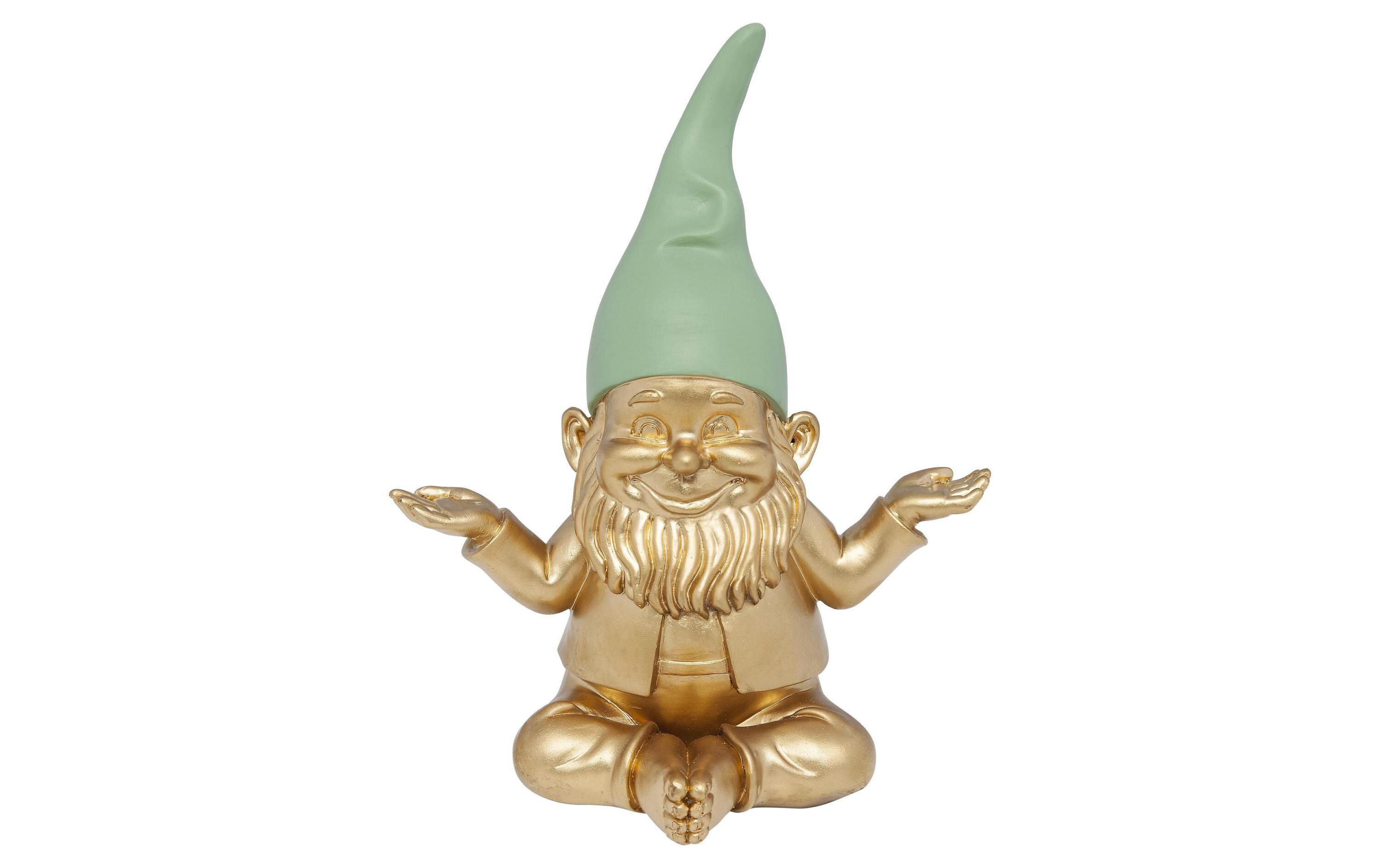 Dekofigur Zwerg Meditation, Gold-GrünDeko für Ihren Garten
