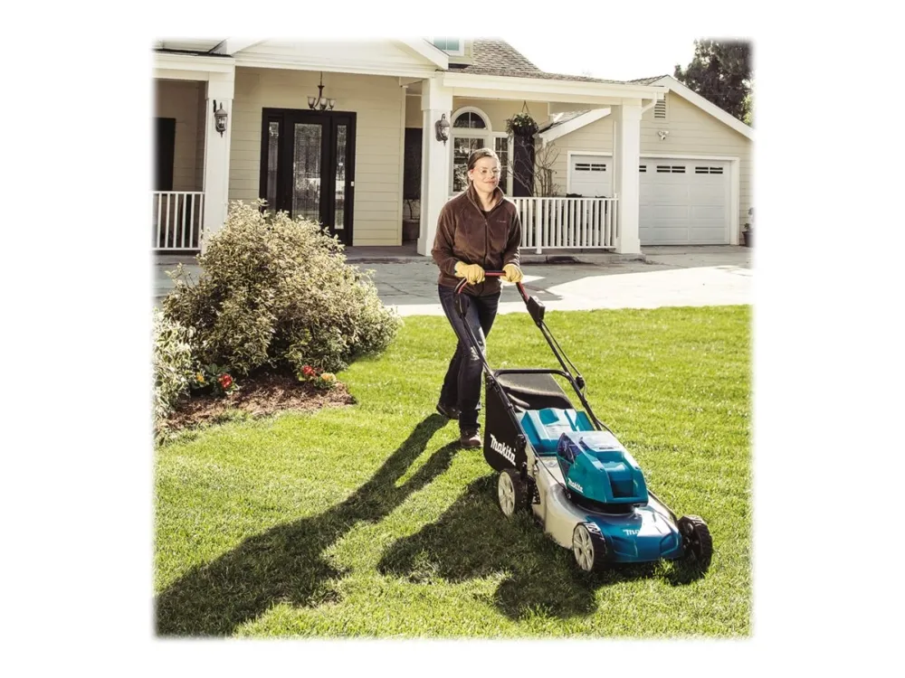 Makita Twin DLM460PT2 - Græsslåmaskine - ledningfri - 18 V - 5 Ah - 2 batterier - 2500-3300 opm - 46 cm - 25.3 kg