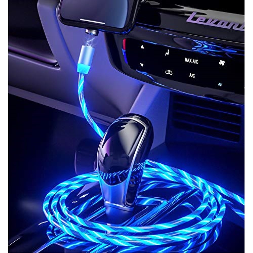 (1m / 2.4A) Magnetisches Lightning Ladekabel LED Leuchtendes Datenkabel - Blau