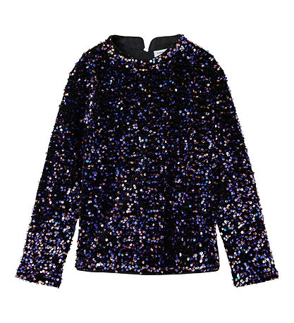 Name It Bluse - NkfRunica - Blåck/Purple Opulence m. Palietter