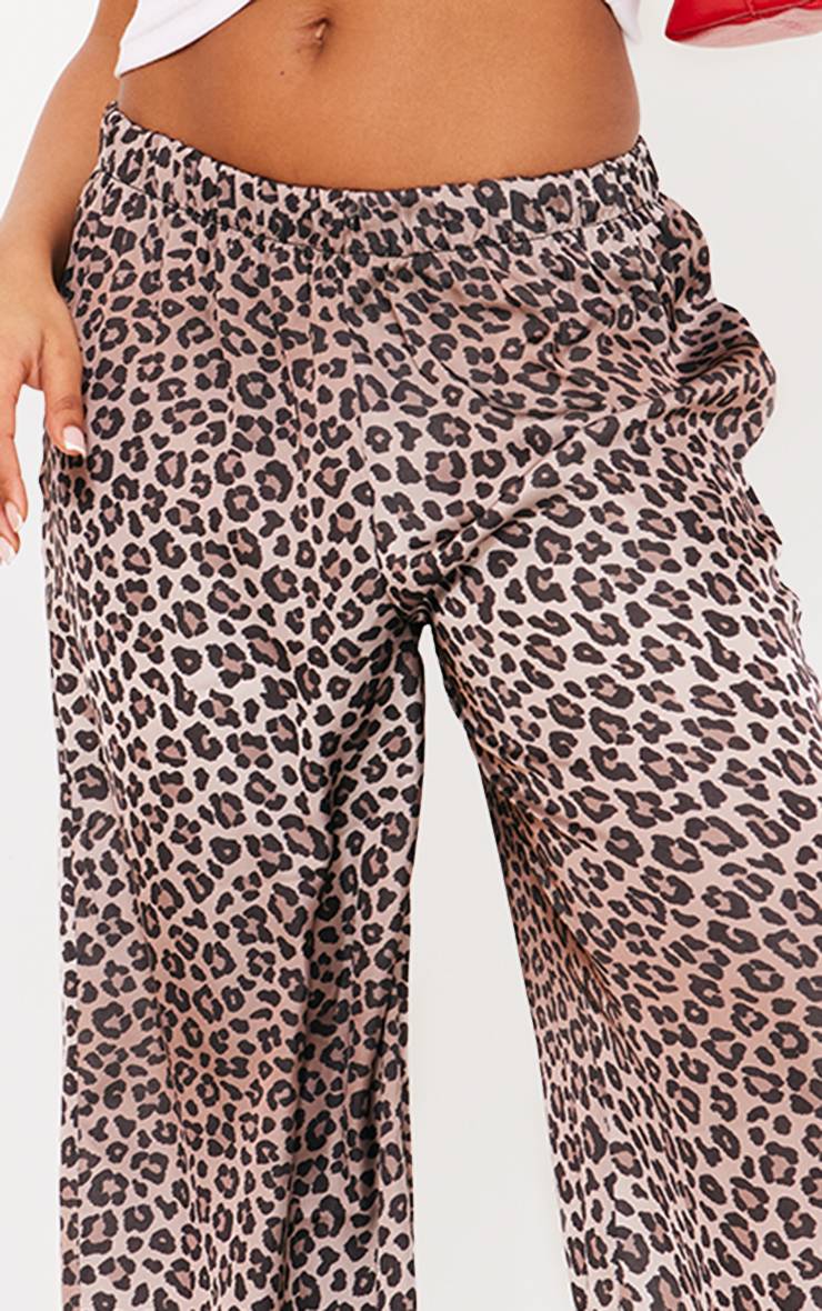 Léopard Pantalon Large En Satin Imprimé