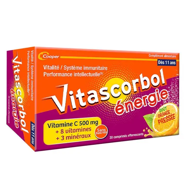 Vitascorbol Energie Complément alimentaire Multivitamines 30 comprimés effervescents