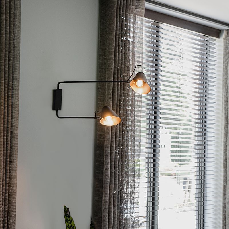 Design wandlamp zwart 2-lichts verstelbaar - Lune
