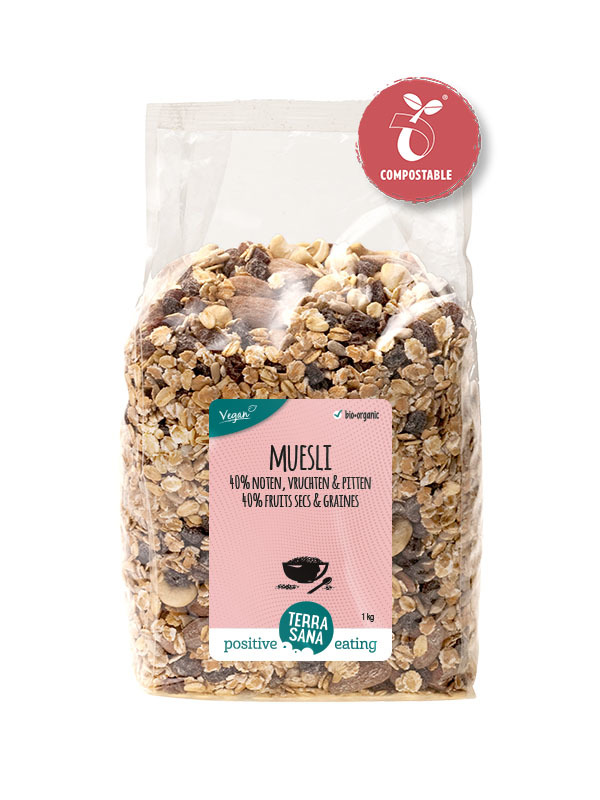 Terrasana Muesli 40% noten, vruchten en pitten 1000g