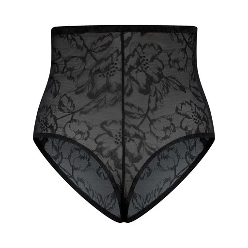 Bye Bra Lacy High Waist Shaping Thong, Black, XXL