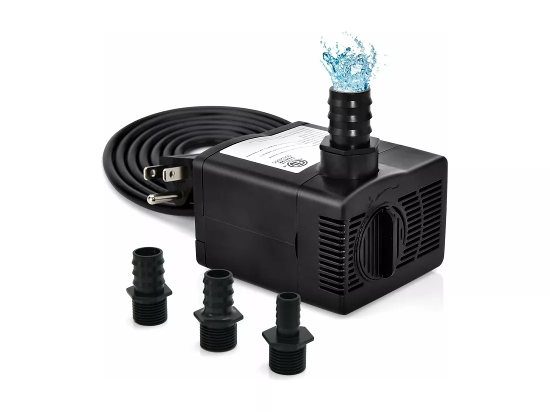 Mini Pompe à Eau Submersible 1450L/H 30W, Pompe Aquarium avec Levage Élevé de 2,50 m 3 Buses Différentes et Cordon d'Alimentation de 1,83 m, pour Fontaine Hydroponique Étang