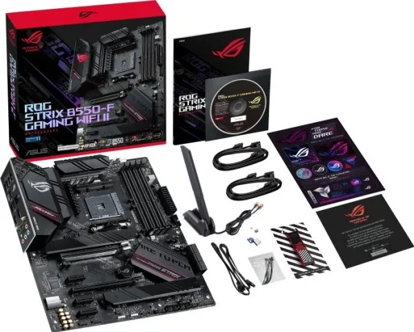 ASUS ROG STRIX B550-F GAMING WIFI II - Bundkort - ATX - Socket AM4 - AMD B550 Chipset - USB-C Gen2, USB 3.2 Gen 1, USB 3.2 Gen 2 - 2.5 Gigabit LAN, Wi-Fi 6, Bluetooth - onboard grafik (CPU påkrævet) - HD Audio (8-kanaler)