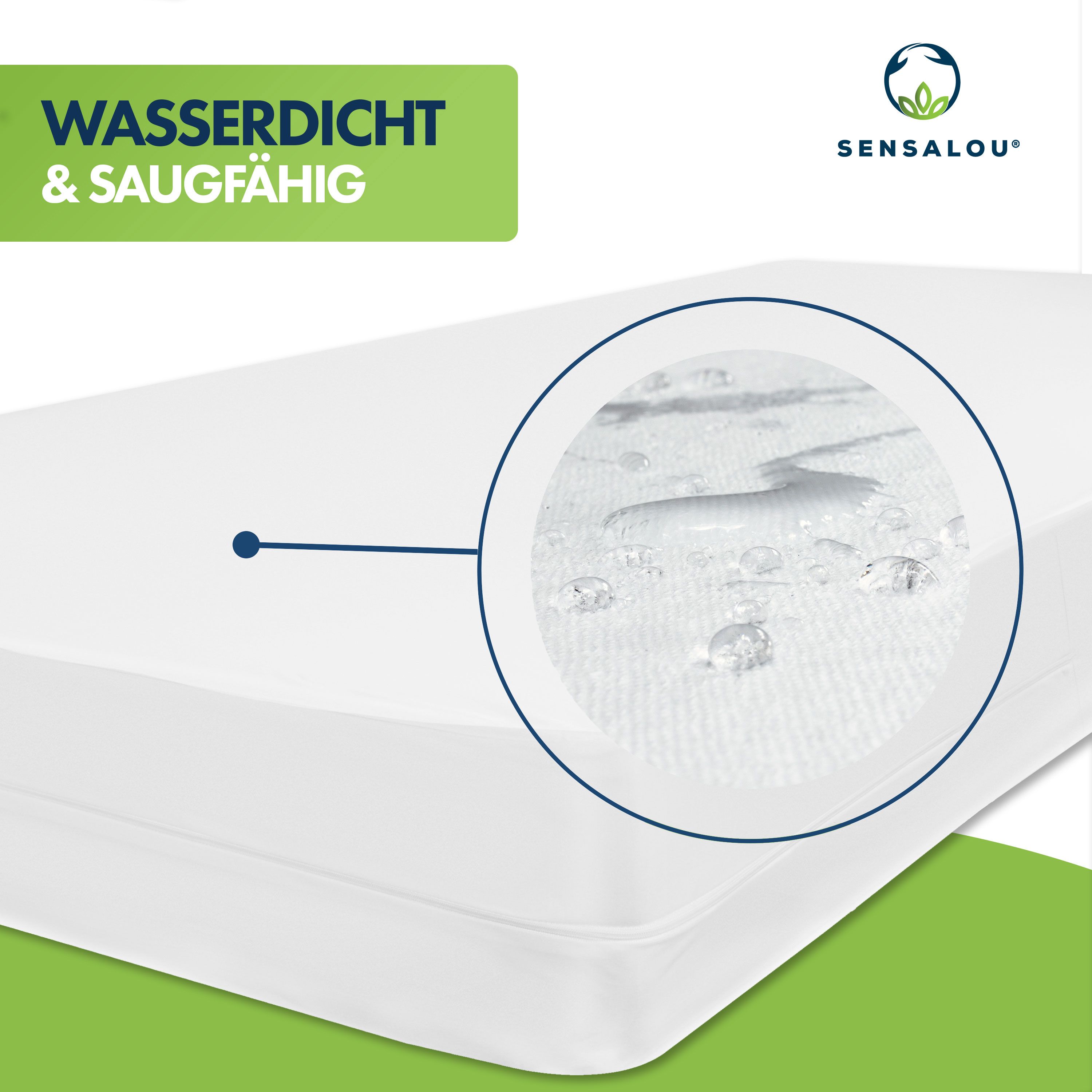 Sensalou Matratzenbezug mit Reissverschluss wasserdicht - 100x200x30cm Encasing für Allergiker