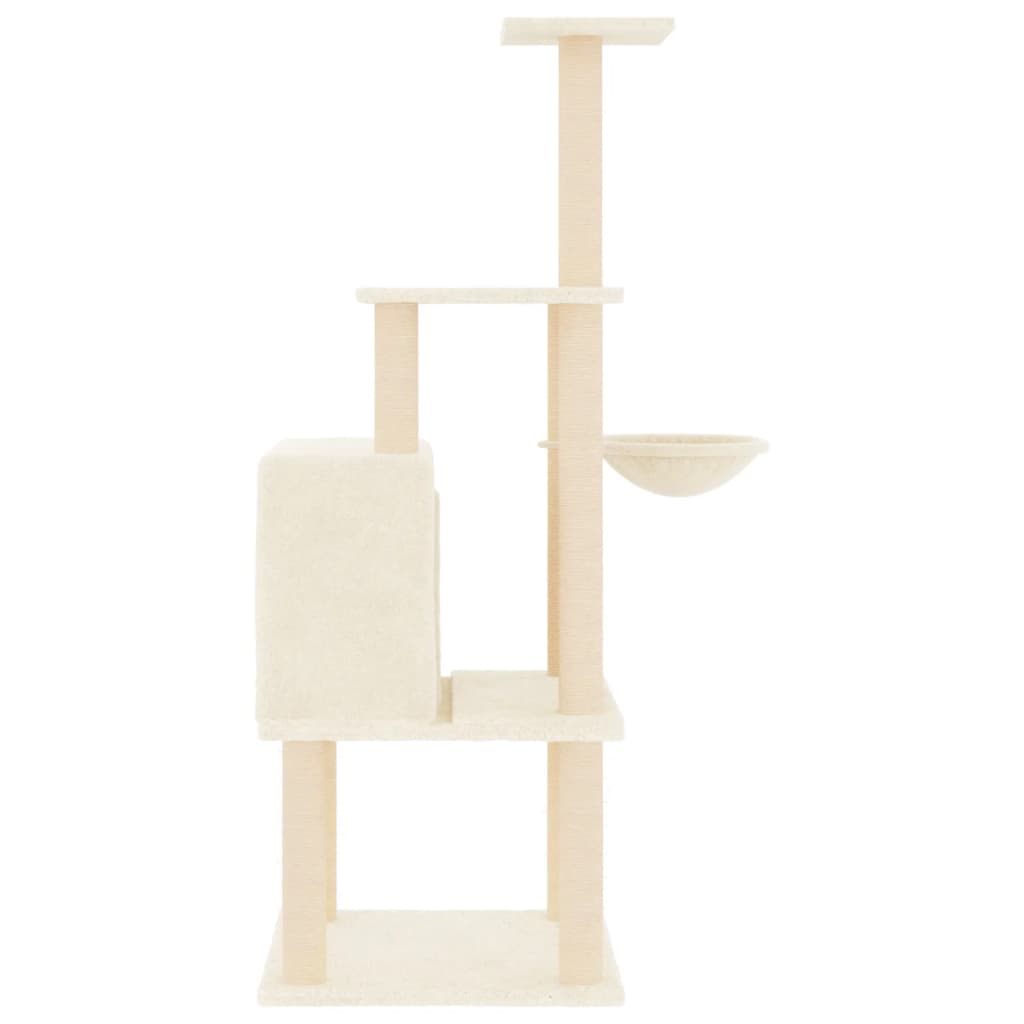 arranhador para gatos vidaXL com postes de sisal, creme, 132 cm