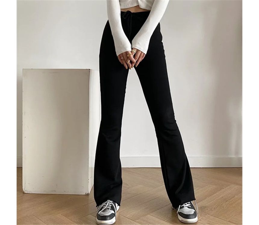 Asiris - Effen wijde broek met trekkoordtaille