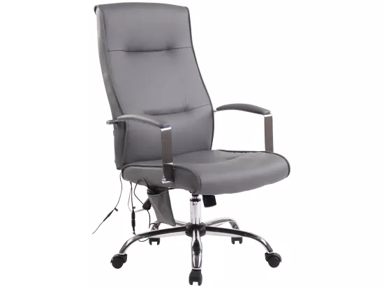 Chaise de bureau - Similicuir & Métal chromé - Gris - Portland