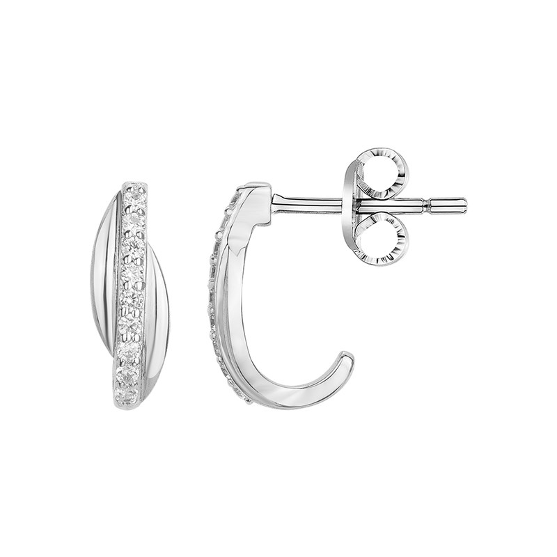 Demi-créoles en Argent avec oxyde de zirconium blanc