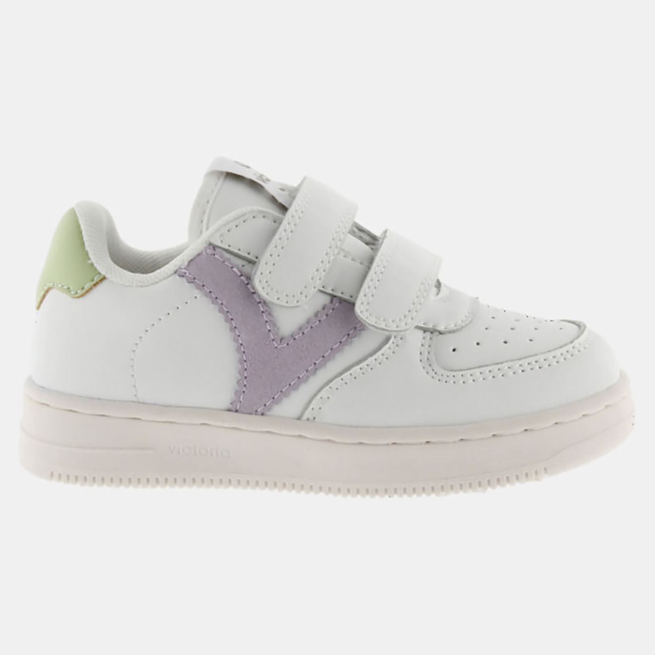 Victoria Baskets Velcro blanc/vert/violet