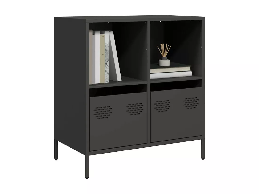 Buffet noir 68x39x73,5 cm acier laminé à froid