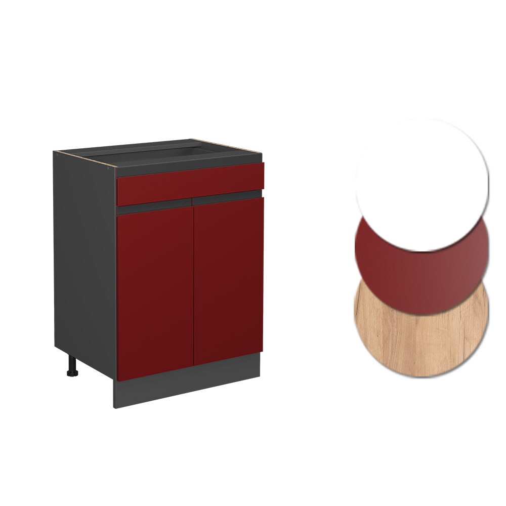 Vicco Schubunterschrank Küchenschrank Küchenmöbel R-Line J-Shape Anthrazit Rot 60 cm modern