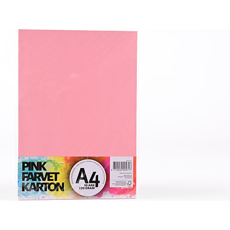 Farvet karton A4 10 ark - pink
