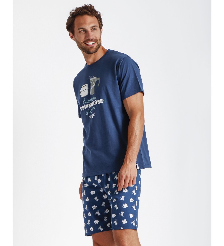 Pijama de manga curta Aznar Innova Wake Up Marine