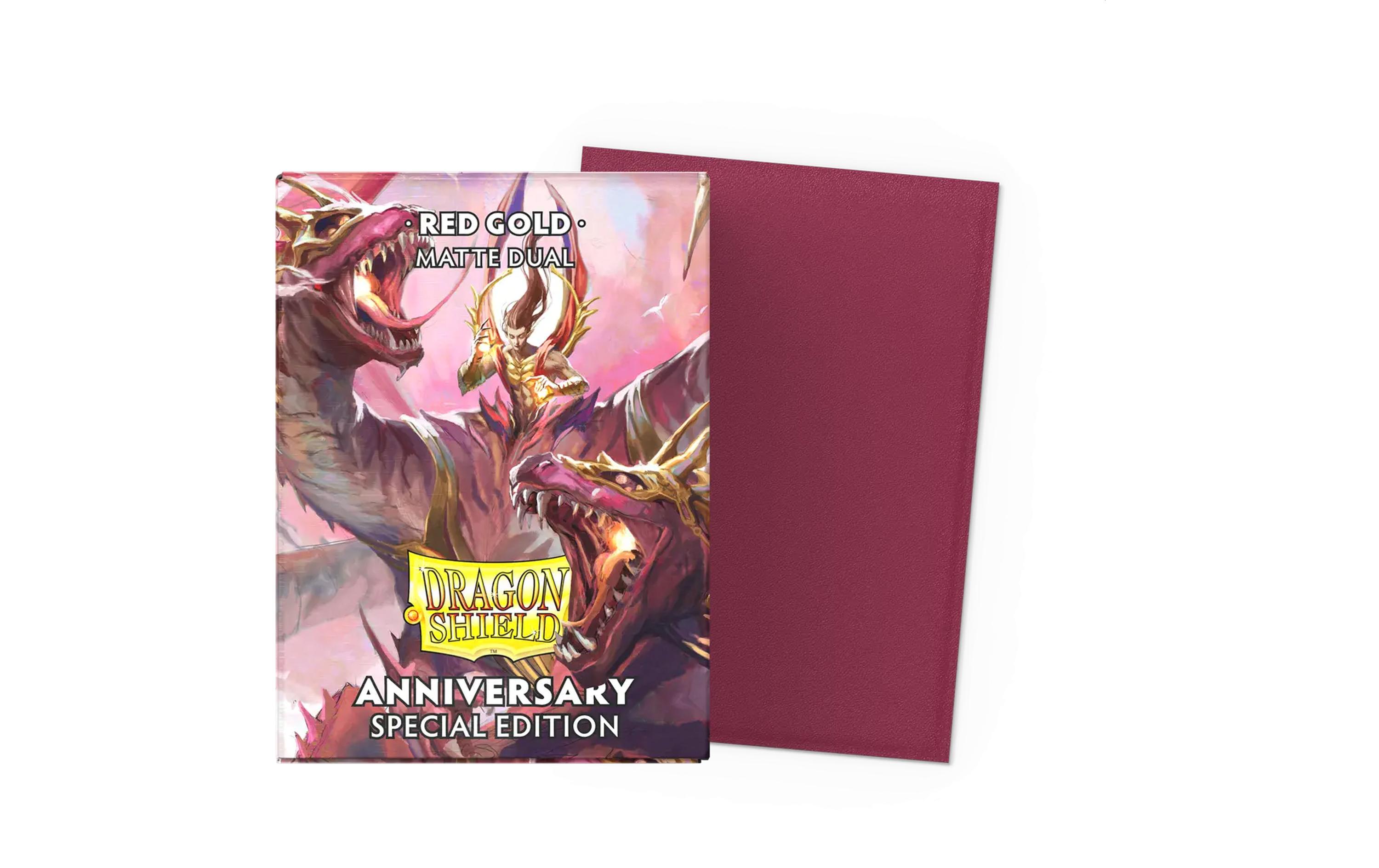 Kartenhülle Dual Matte – Red/GoldDeckbox mit Kartenhüllen im Format 63 x 88 mm