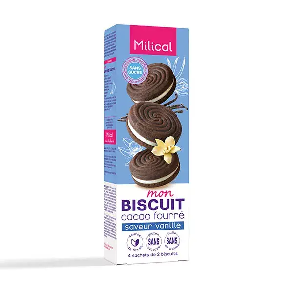 Biscoito de cacau Milical com sabor de baunilha