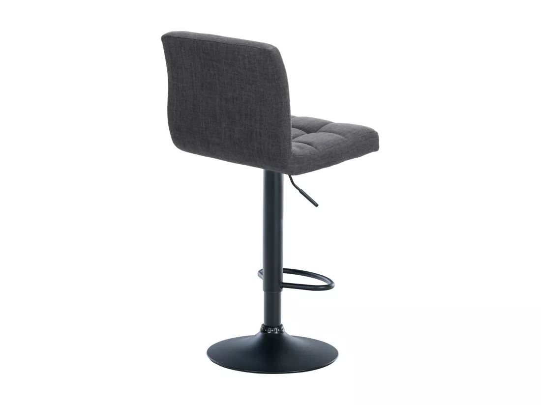Lot de 2 Tabouret de bar - Tissu & Métal noir mat - Gris clair - Calma