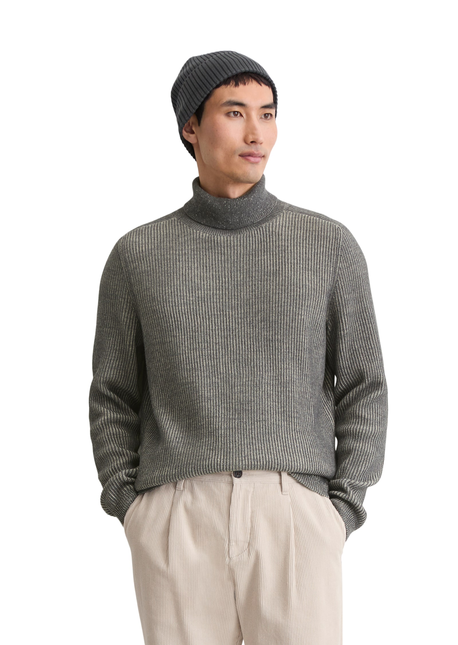 Marc O'Polo Rollkragenpullover , aus Baumwoll-Schurwoll-Mix, regular fit, Bi-Color