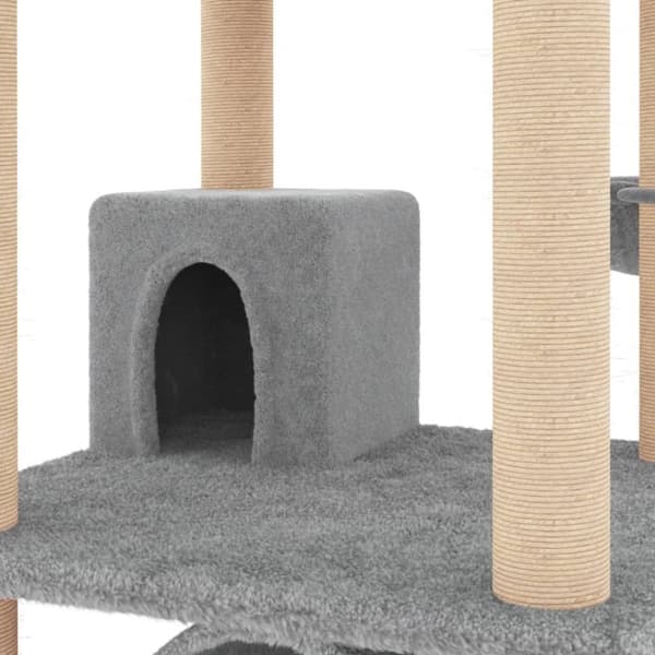 vidaXL Kattetre med klorestolper i sisal lysegrå 141 cm