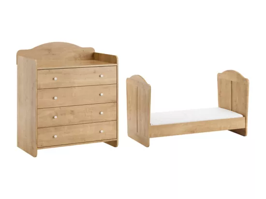 Lit évolutif 70x140 et commode à langer Megeve Bois