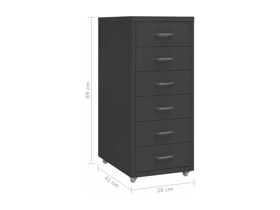 Classeur mobile Anthracite 28x41x69 cm Métal
