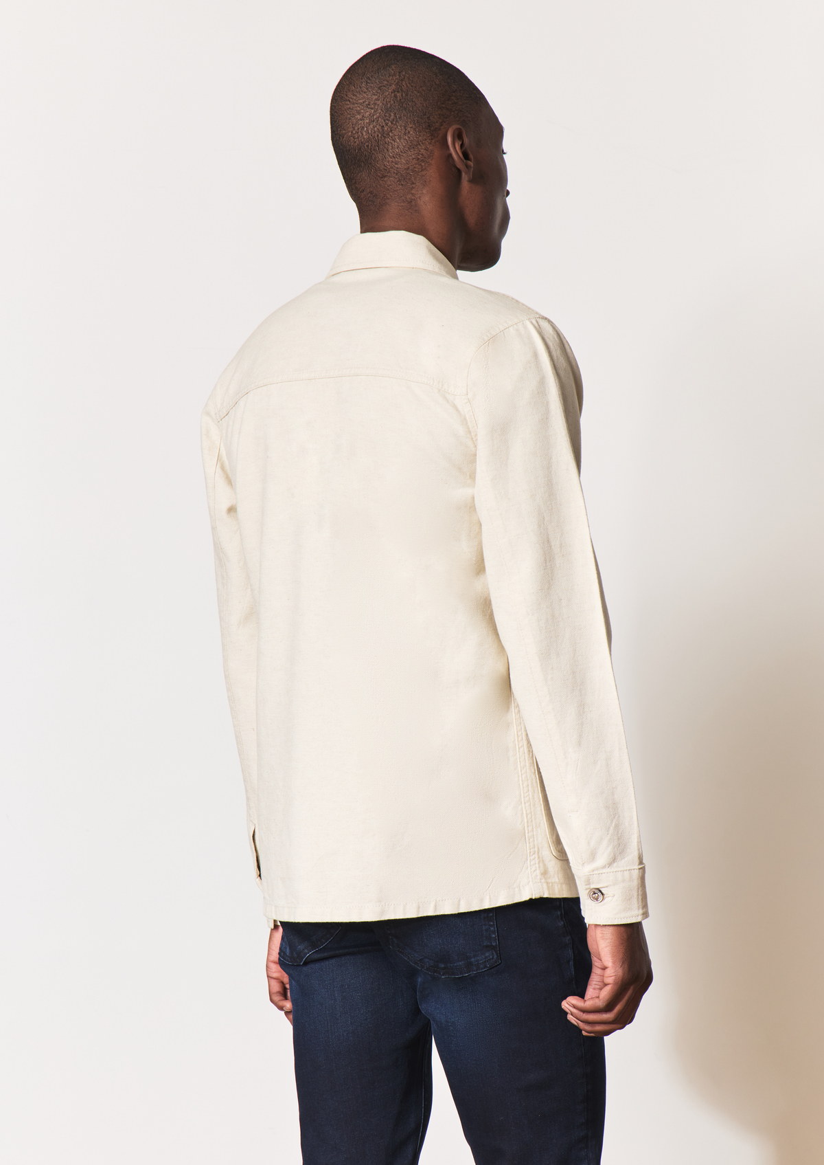 Surchemise Regular en coton et lin unis ficelle