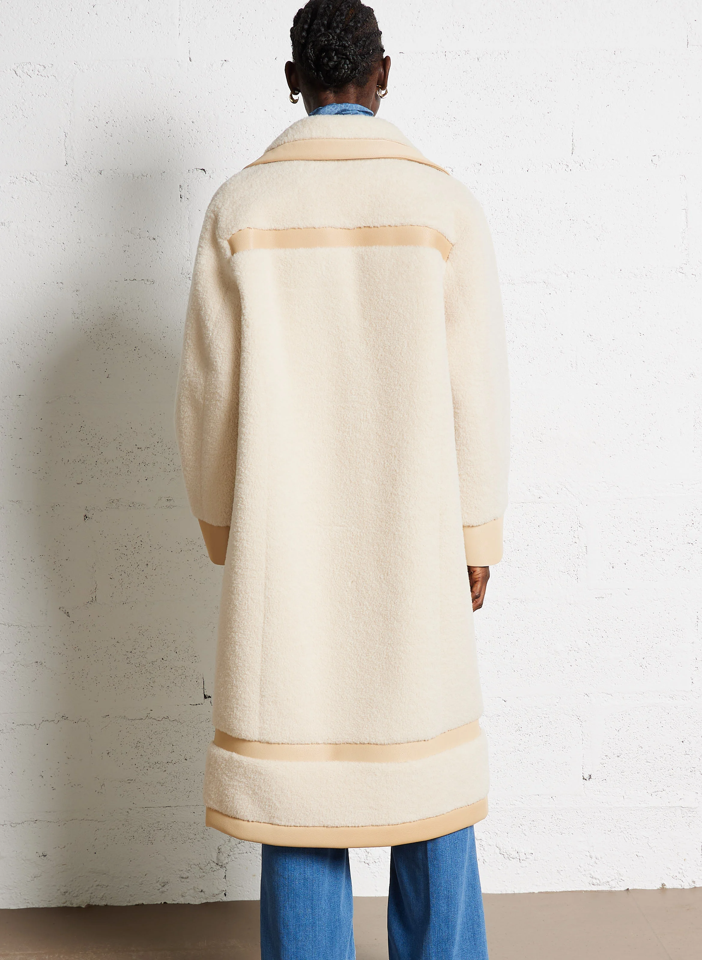 Manteau droit à col tailleur | Beige