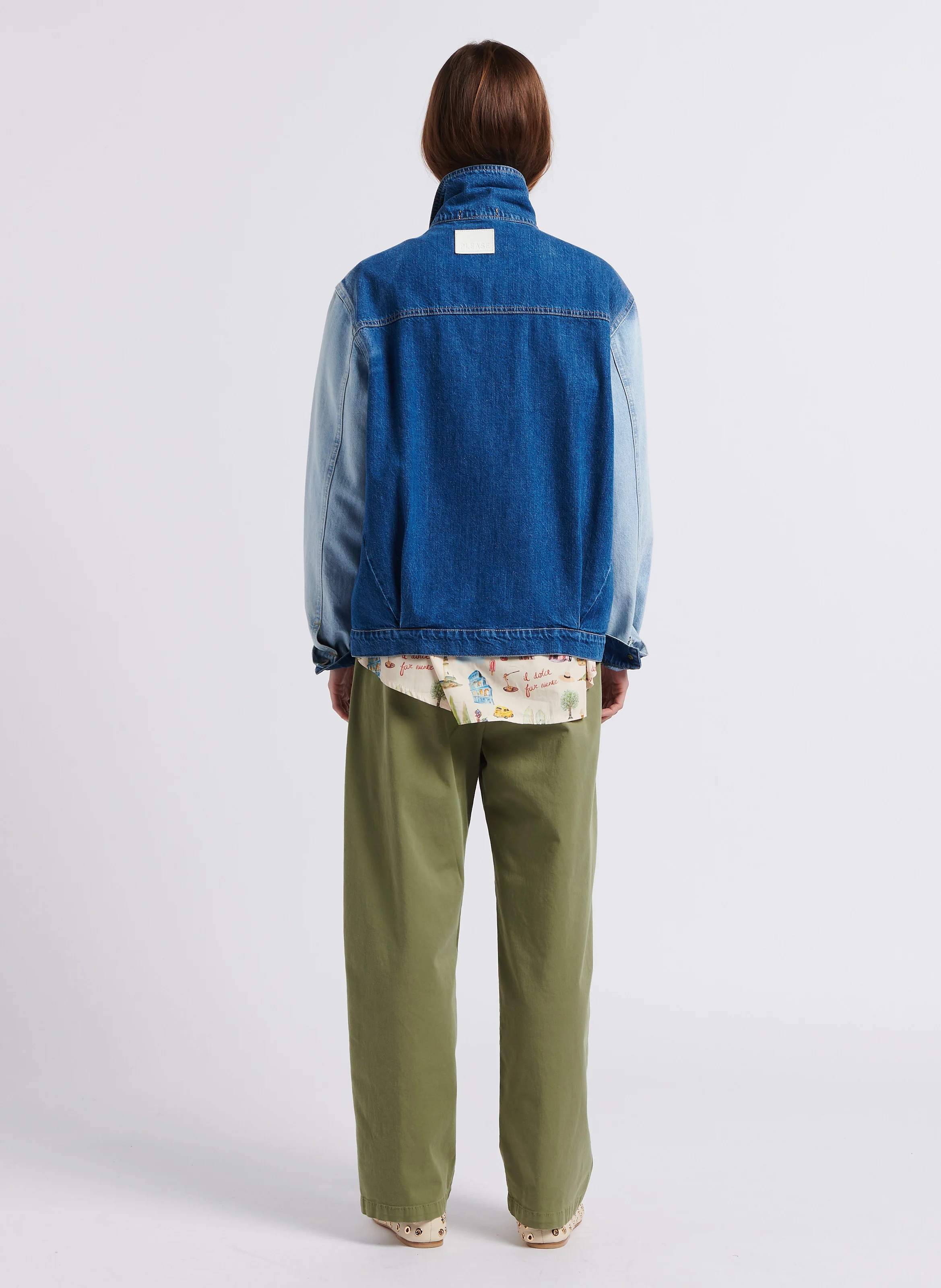 Pantalon chino en coton mélangé | Kaki