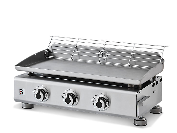 Plancha gaz Brasero Silvia II G 3 feux plaque inox