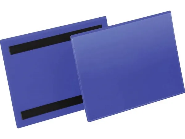 Hyldeforkant lagerlomme med magnet A5 tværformat blå 223x163 mm - (50 stk.)