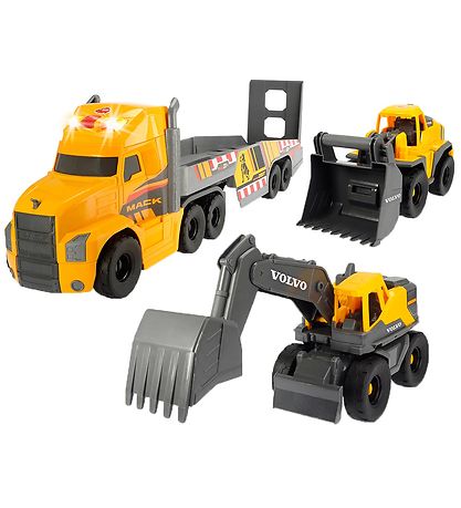 Dickie Toys LKW m. Baufahrzeuge - Mack/Volvo Heavy Loader Tr