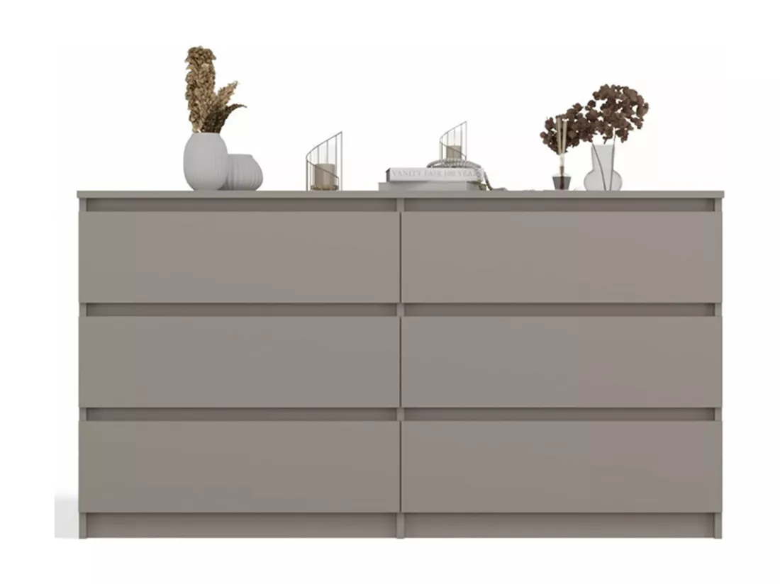 Commode à six tiroirs - 138 cm - gris - MALWA