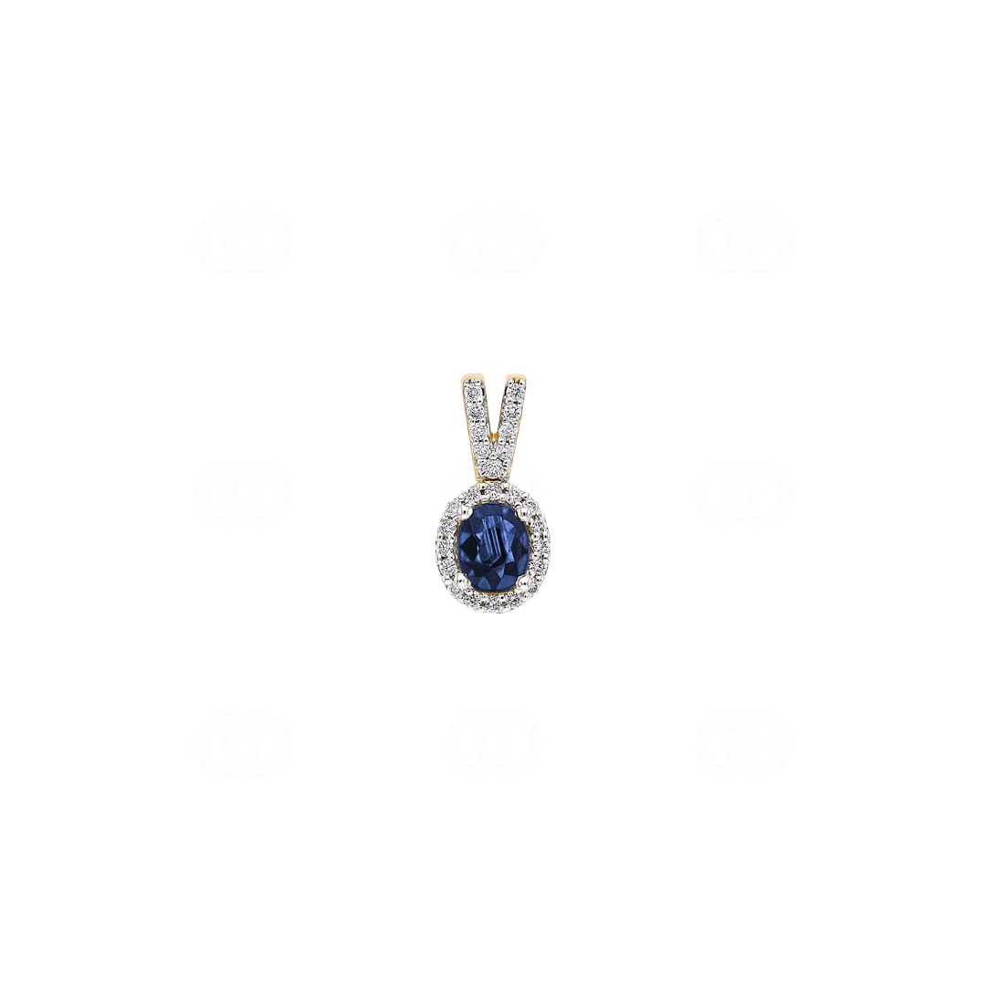 Anhänger 750/18 K Gelbgold mit Saphir oval und Diamanten 0.10 ct H/si