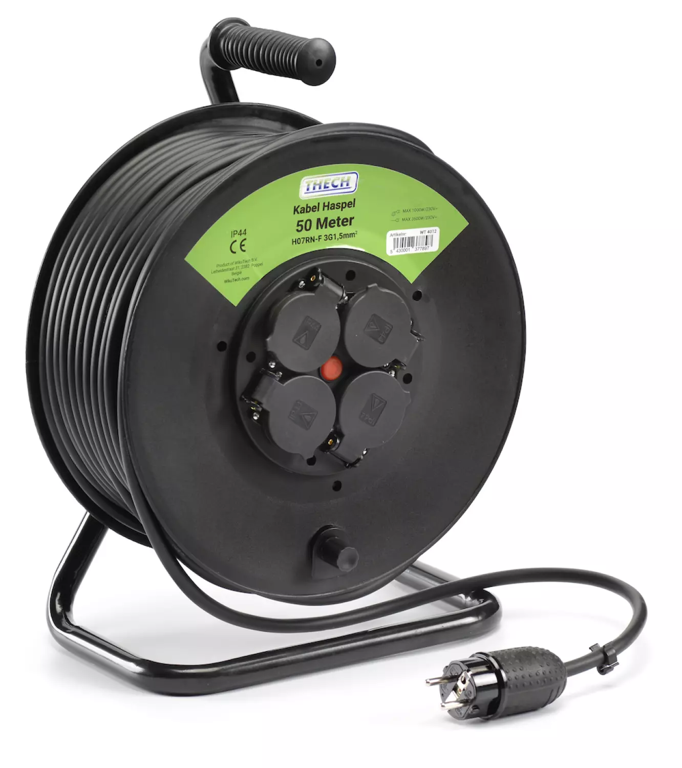 WikuTech WT 4012 - Professionele kabelhaspel - 50m - H07RN-F 3G 1,5mm²
