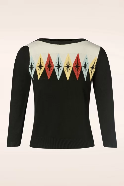 Banned Retro Atomic Star trui in zwart