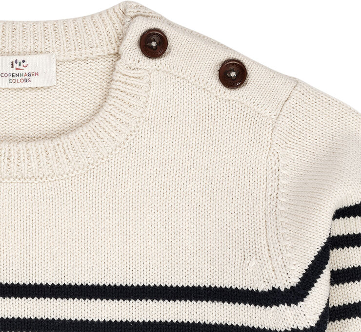 Copenhagen Colors KNITTED STRIPED SAILOR JUMPER Cream/navy