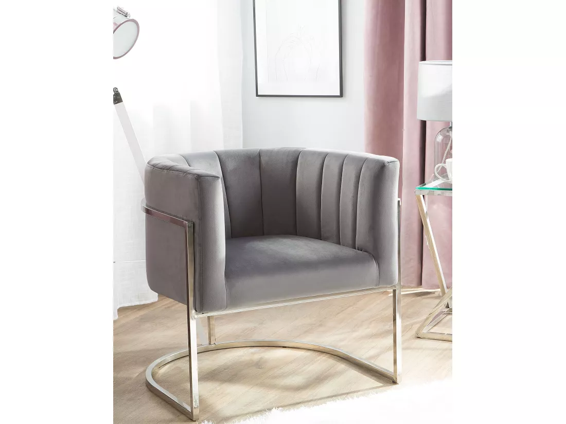 Fauteuil LARVIK Velours Gris
