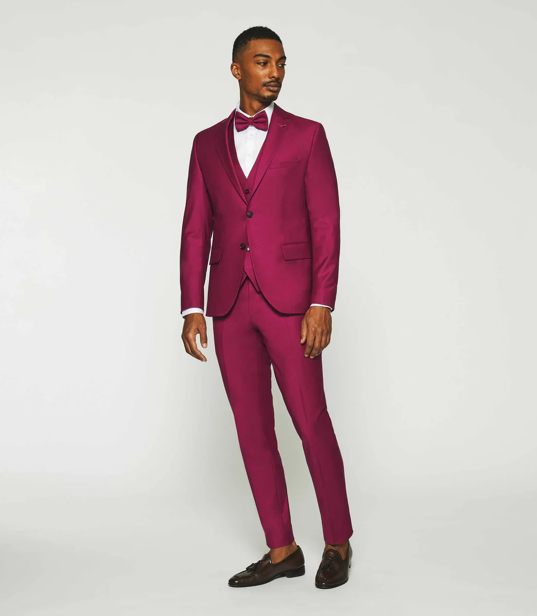 Costume 2 boutons en laine rose fuchsia FAVORI