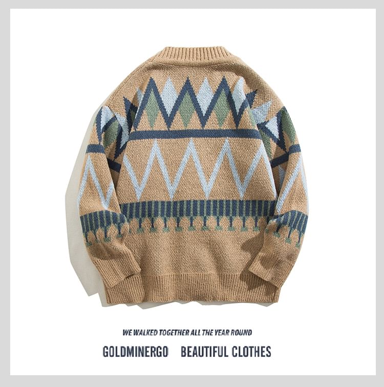 Yelmenor - Oversized vest met V-hals en patroon