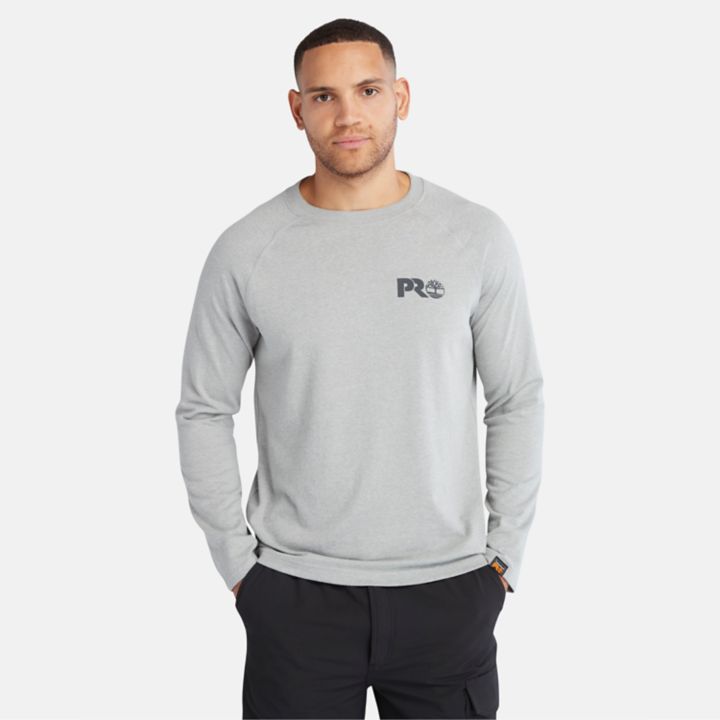 Camiseta Timberland PRO Core de manga comprida para homem, na cor cinza.