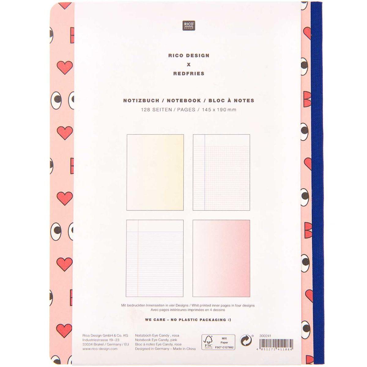 Bloc notes eye candy rose Rico Design