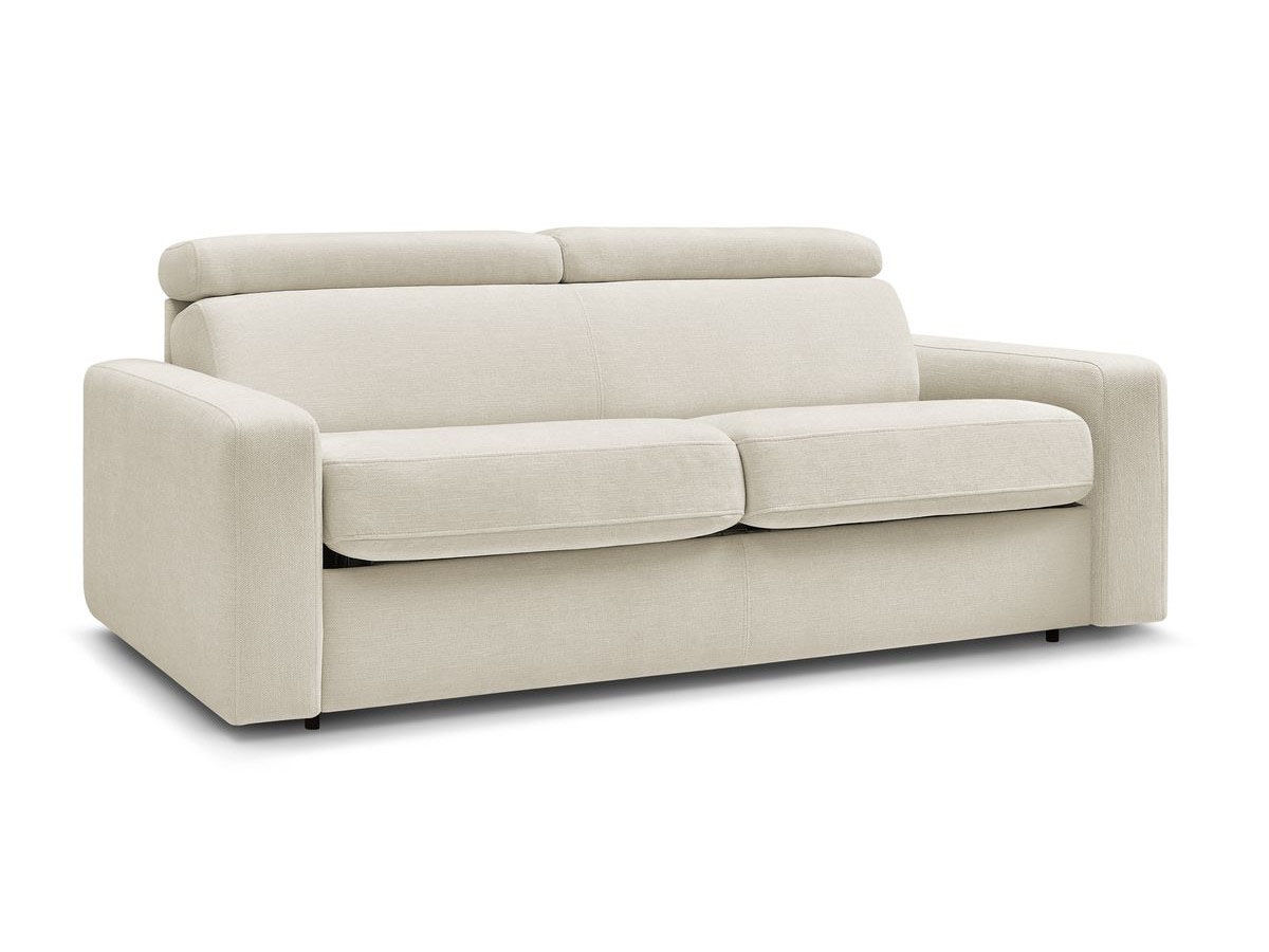 Bobochic Canapé droit convertible monaco ouverture express tissu lisse beige - 195x99 cm