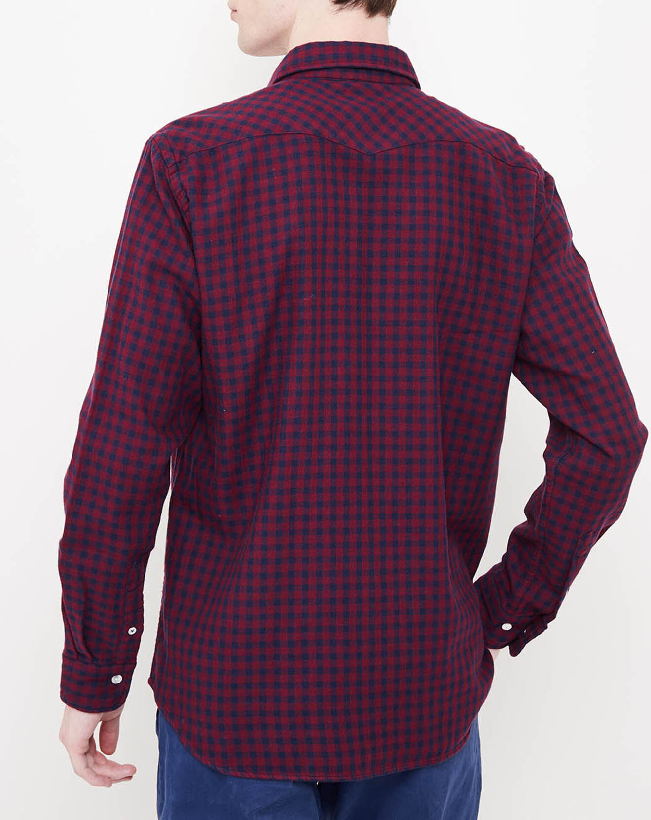 Hartford Chemise slim Storm à carreaux bordeaux/bleu marine